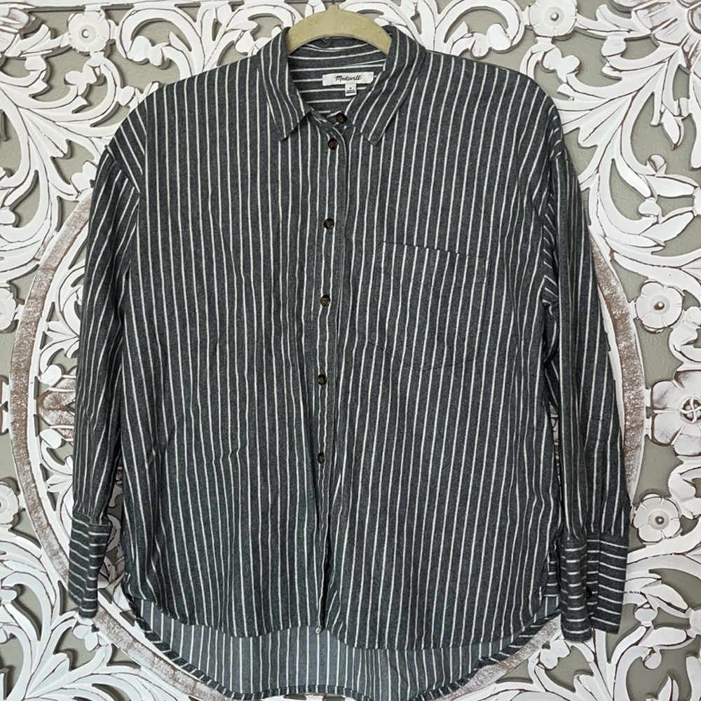 Madewell Brushed Flannel Westward Button Down Shirt 100% Cotton Striped Casual S